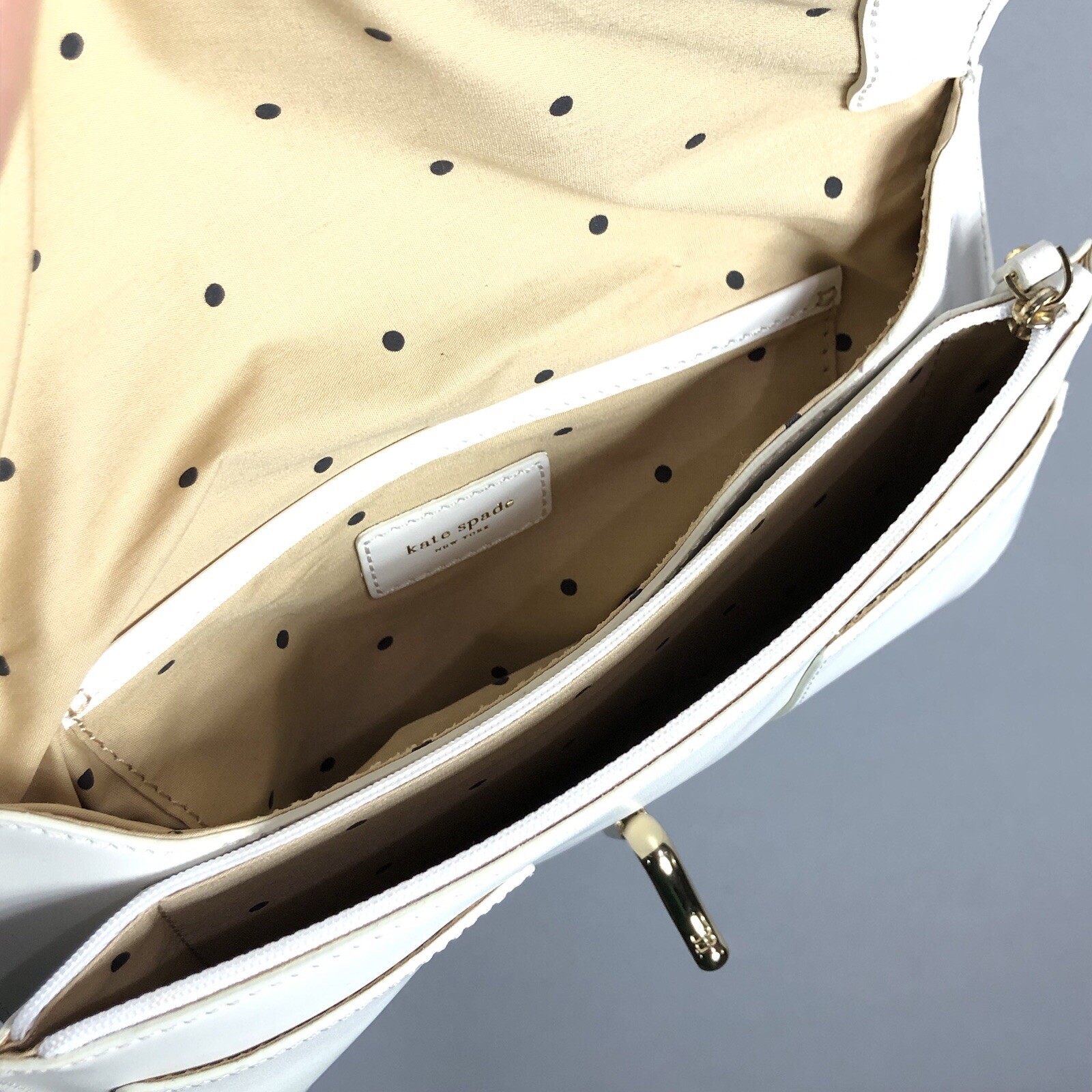 Kate Spade Gavin Sutton White Leather Shoulder Bag Clasp Closure Formal Casual