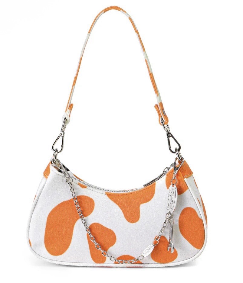 Von Dutch Women’ Orange And White Cow Print Shoulder Bag
