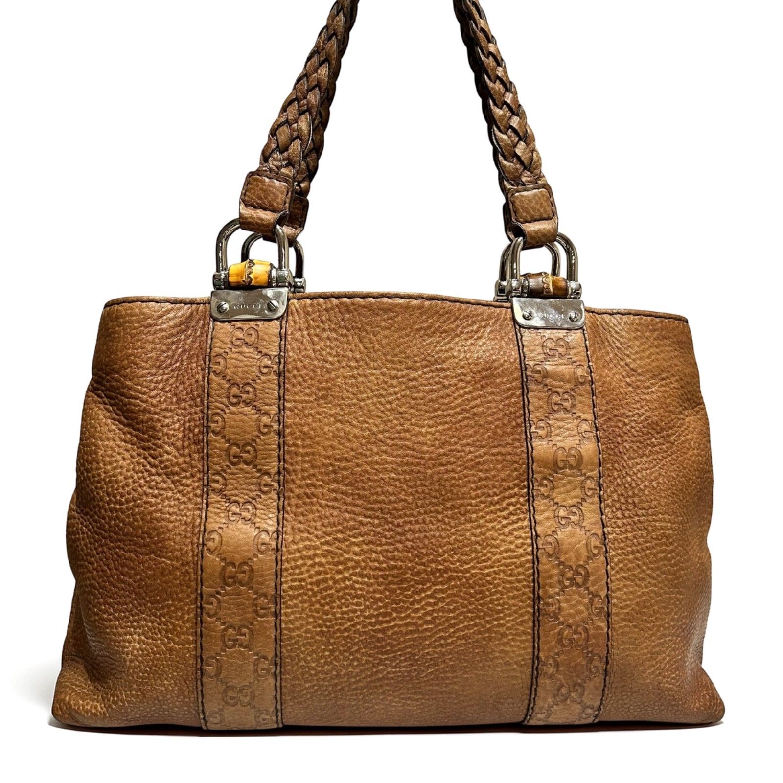 Gucci Bamboo Shoulder Bag Tote Bag Leather Auth