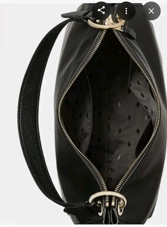 Kate Spade Kat Black Pebbled Leather Hobo Shoulder Bag Classic Large 13x12x4.5