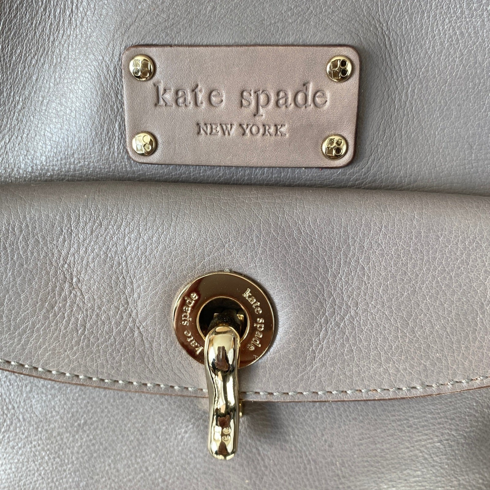 Kate Spade x Kent Stevie Alessandra Leather Satchel Bag Handbag Taupe Sleek 90s