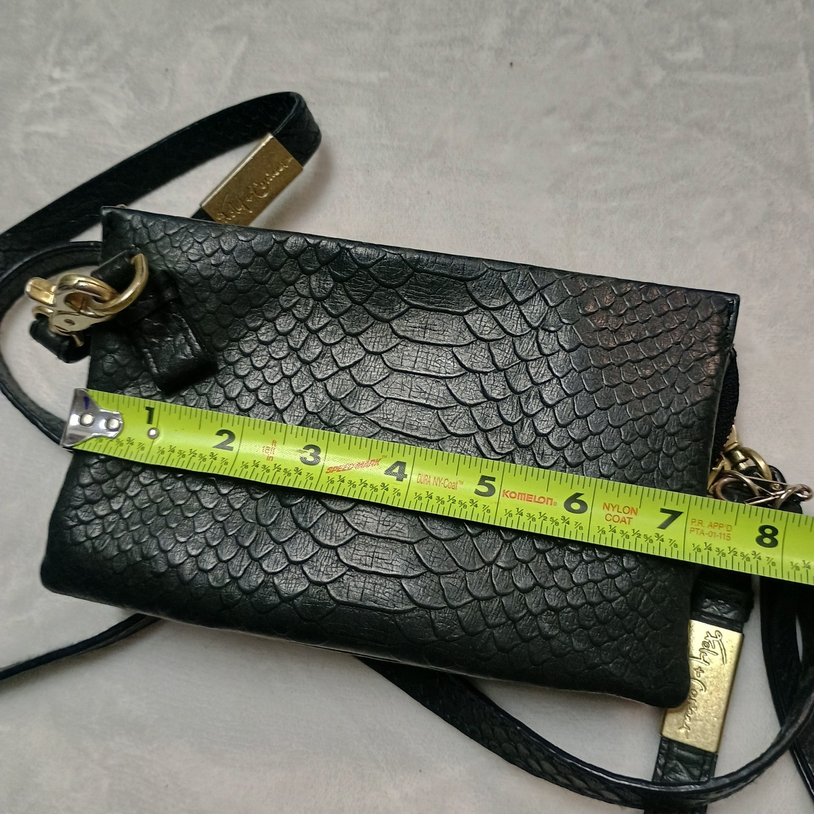 Foley & Corinna Dark Blue Grey Snake Skin Texture Crossbody Wristlet Purse