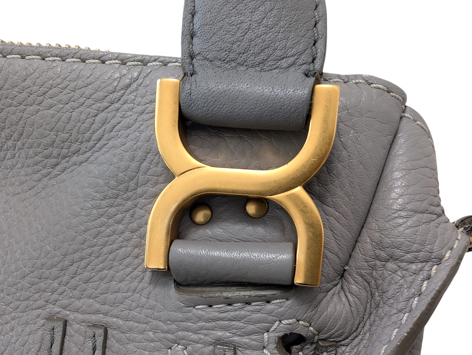 Chloe Marcie Shoulder Hand Bag Leather Gray
