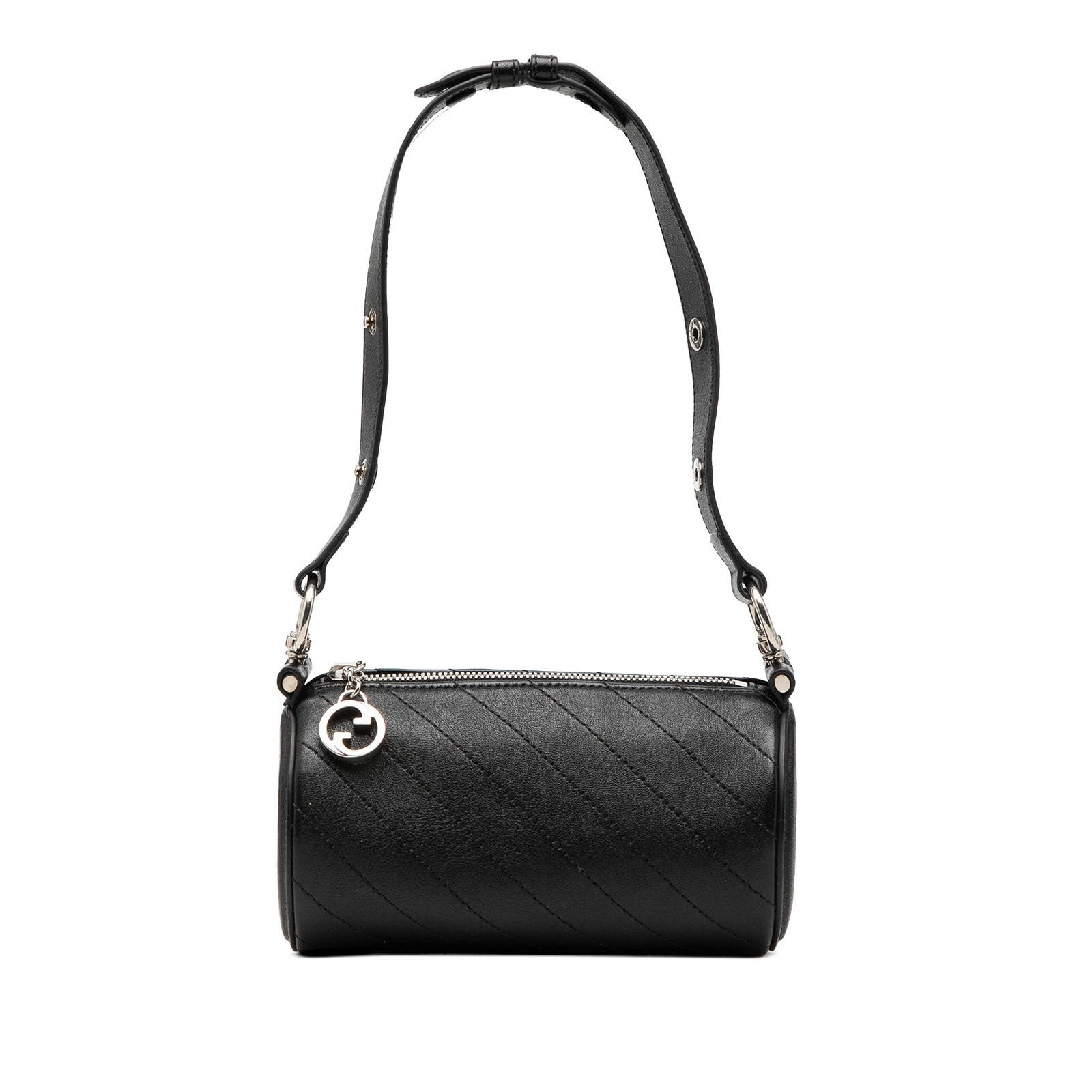 Gucci Mini Leather Blondie Barrel Shoulder Bag Pre-Loved Black