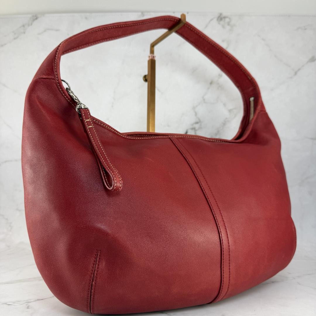 COACH 9221 Red Leather Ergo Hobo Shoulder Bag Crescent Rare Color 15.7in #1102