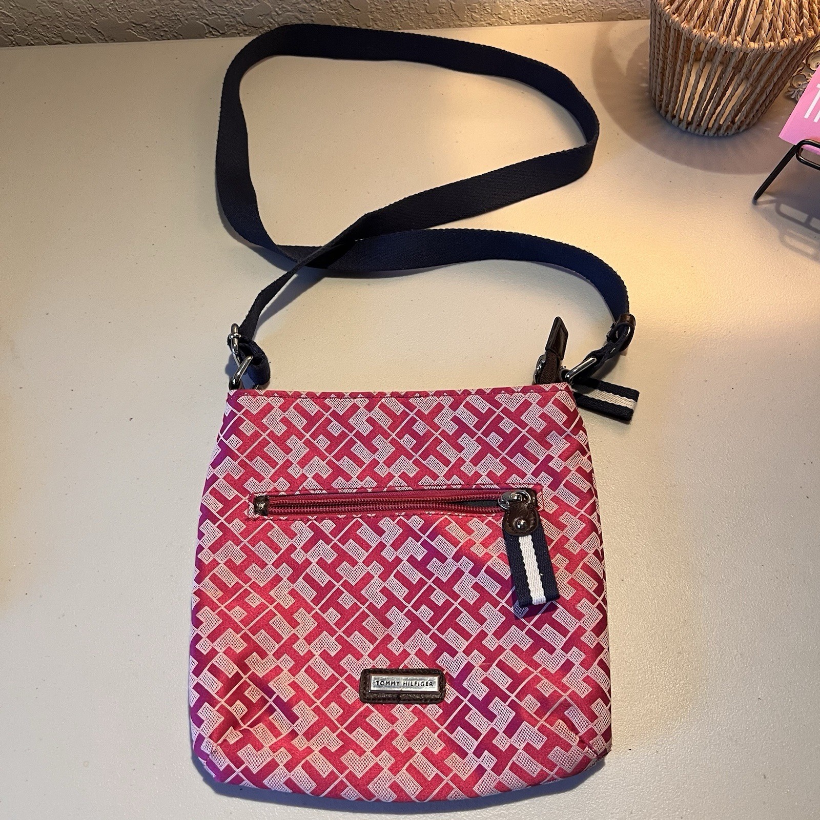 Tommy Hilfiger Women’s Crossbody Bag Pink with Blue Strap
