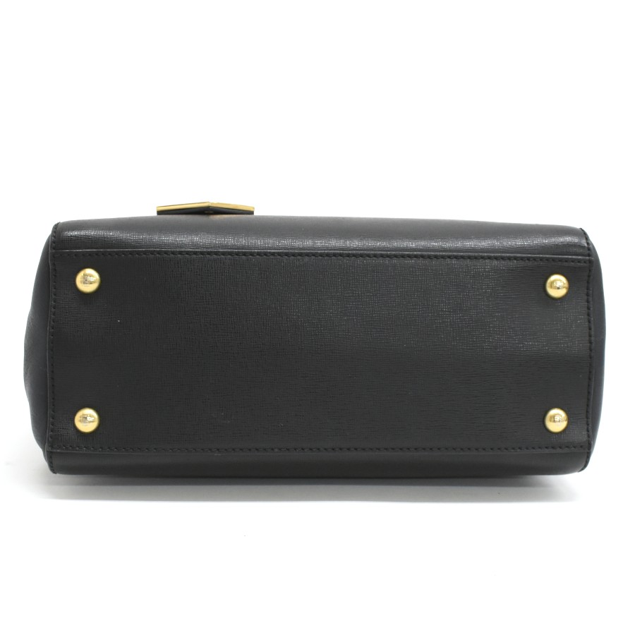 FENDI Petit 2JOURS 2way Handbag Leather Black Gold Hardware FENDI