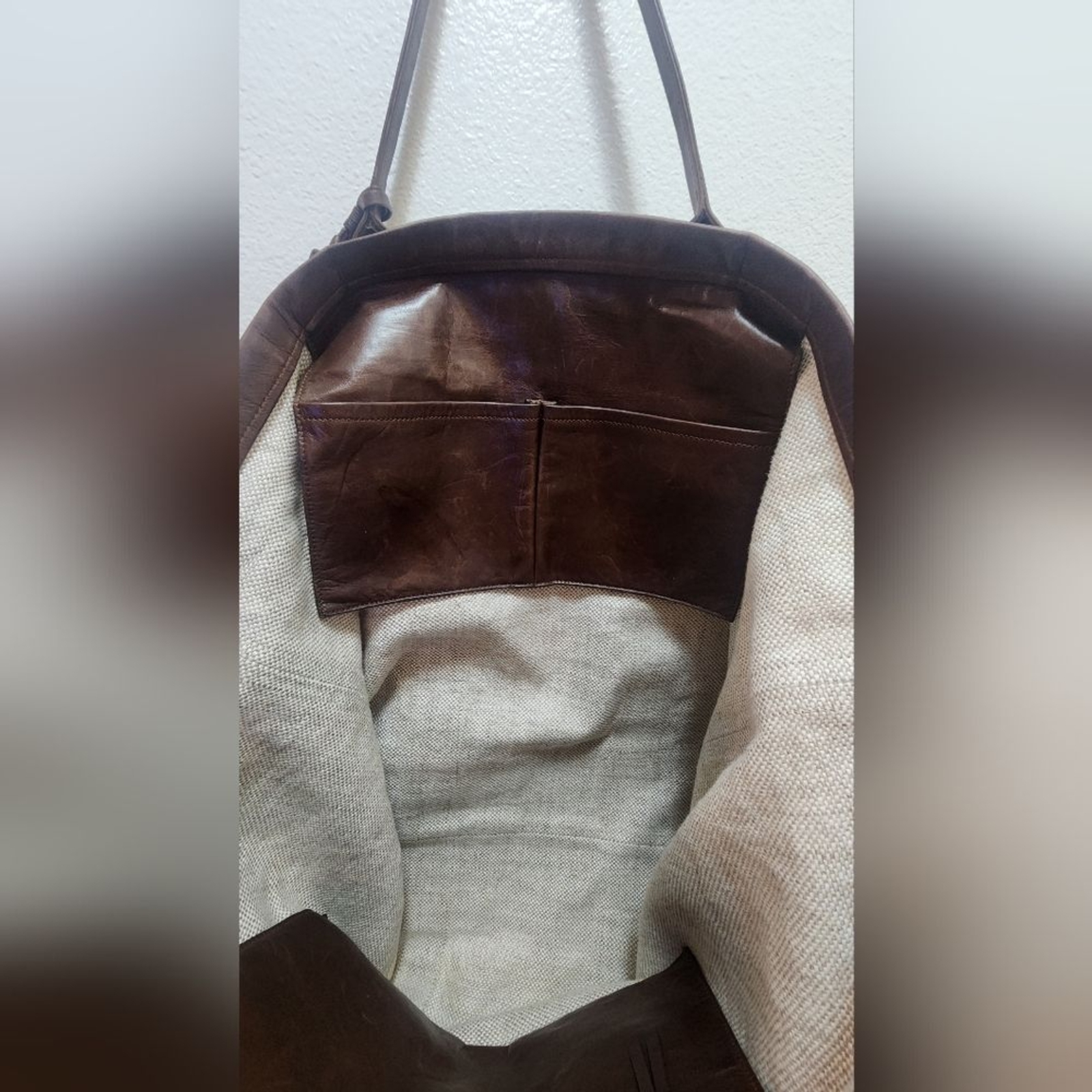Anthony Luciano hand-made tote bag linen and real leather