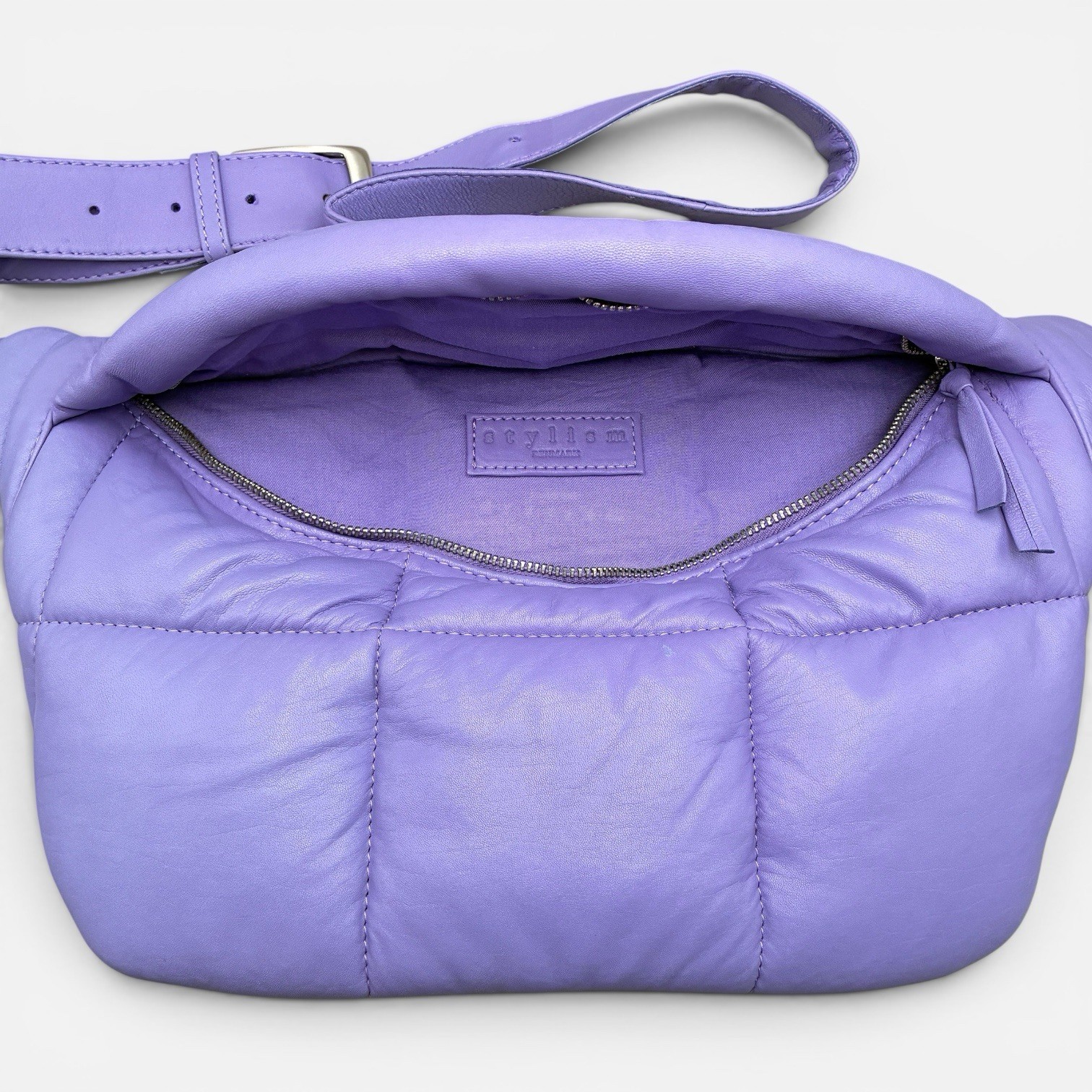 STYLISM Denmark Sheepskin Oversized Puffy Quilted Crossbody Sling Bag Lavender