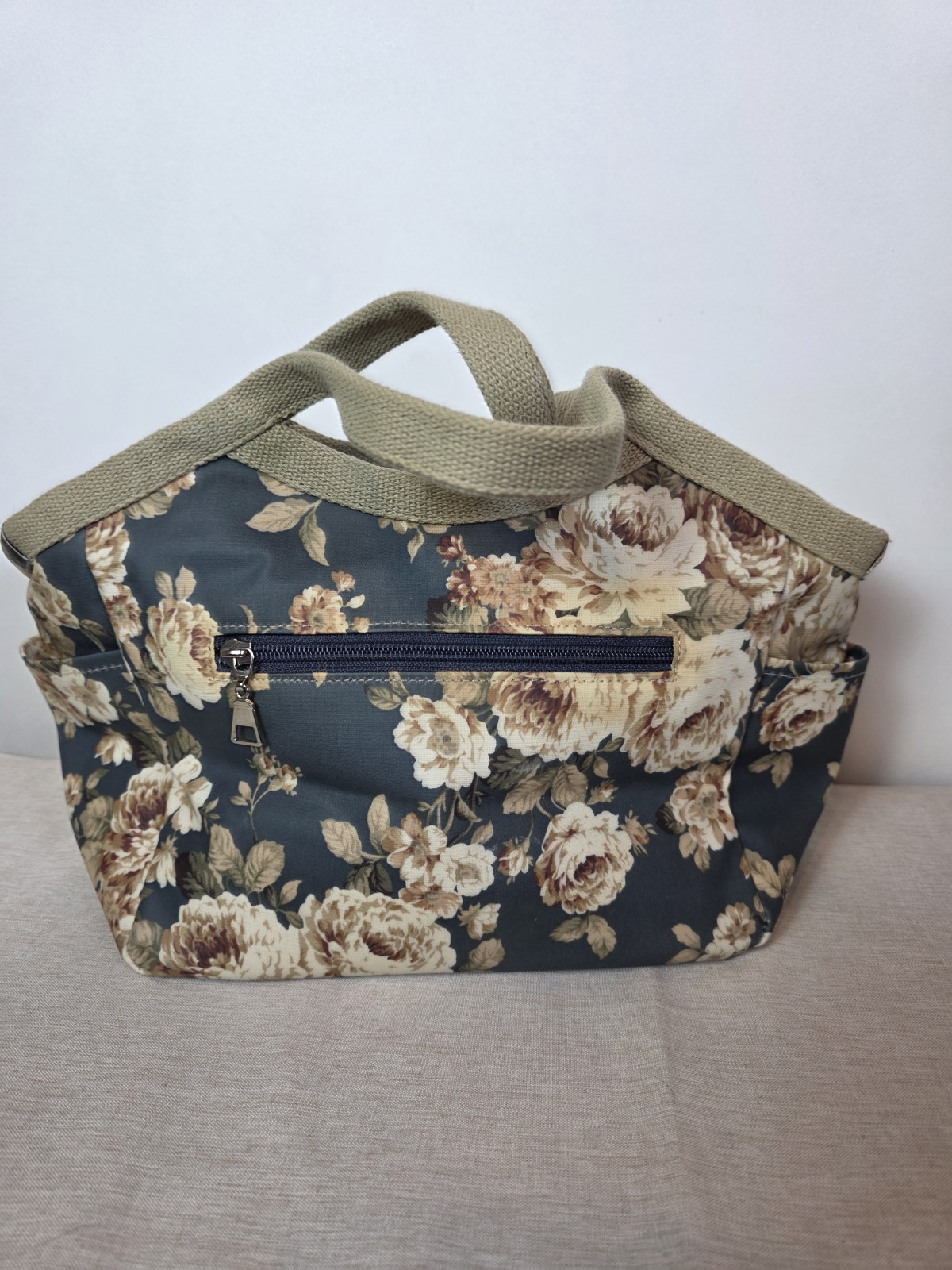 Bossace Shoulder Bag Floral Blue And Tan Medium Korean Design