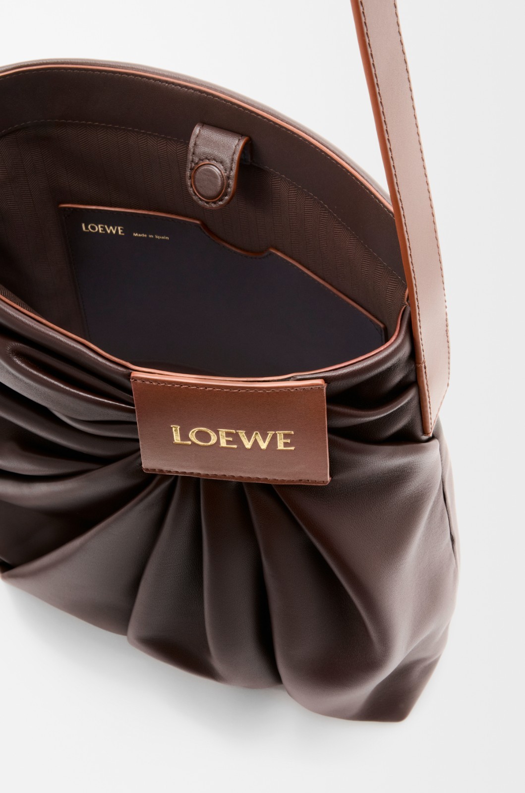 LOEWE Draped Leather Tote Bag – Dark Chestnut Edition – Mellow Nappa Lambskin