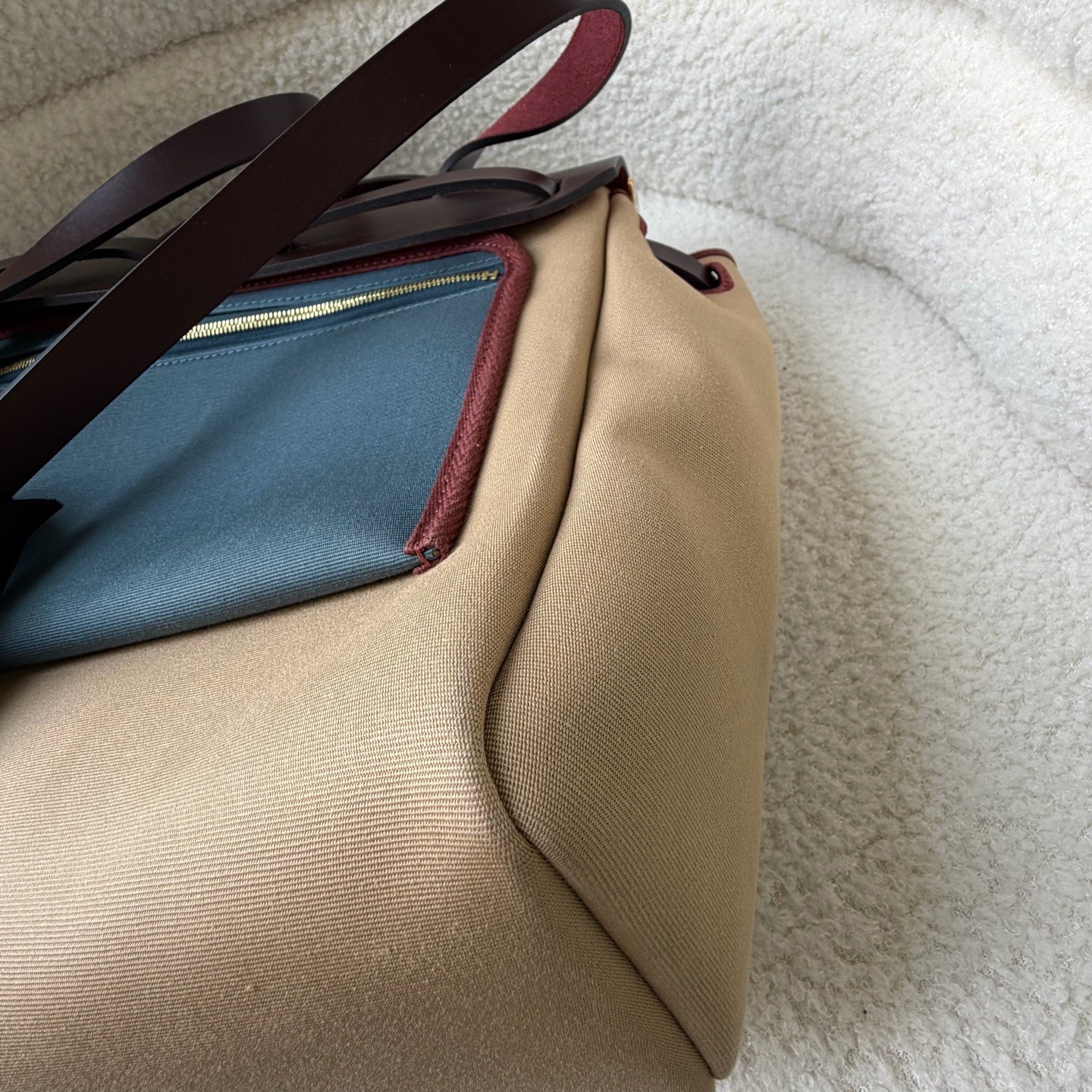 Hermes Herbag Normal Trench Beige Ebene Canvas Calf Leather Hand & Shoulder Bag