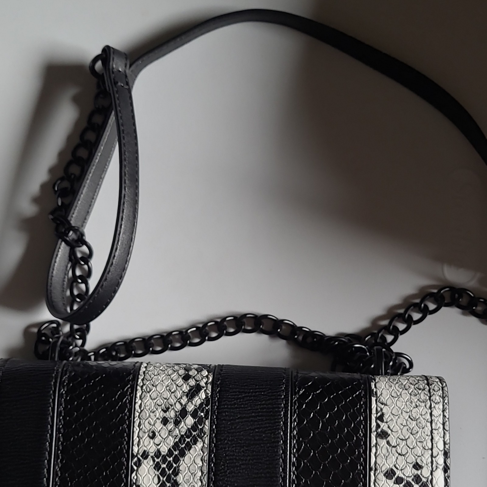 ALDO Small Black Snake Print Crossbody Bag w/ Chain Strap & Coin Purse