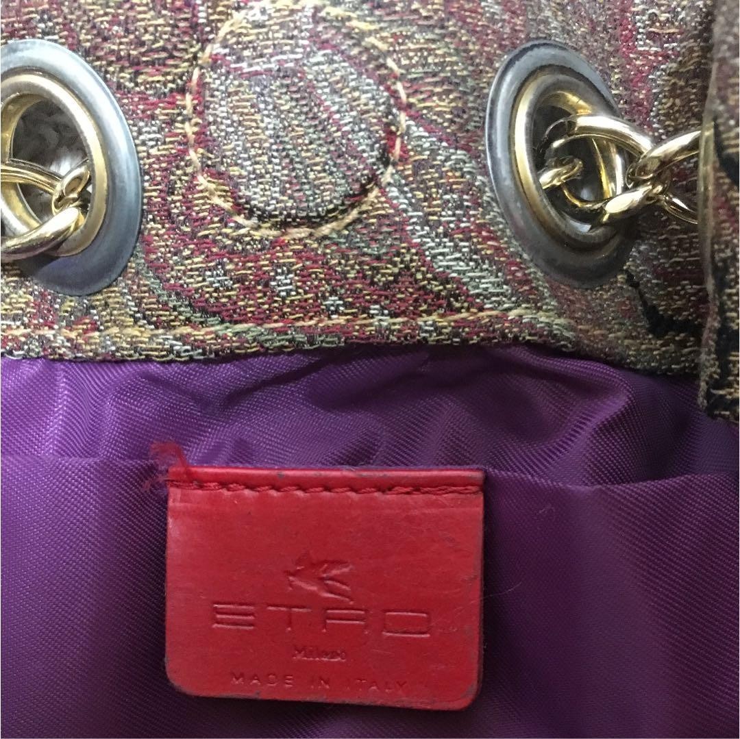 ETRO chain Shoulder Bag Crossbody Magnetic clasp Used Rare From Japan