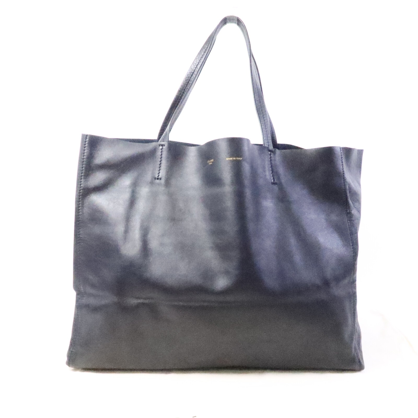 CELINE GHW Horizontal Cabas Tote Bag 166113DBT.070C Calfskin Leather Navy