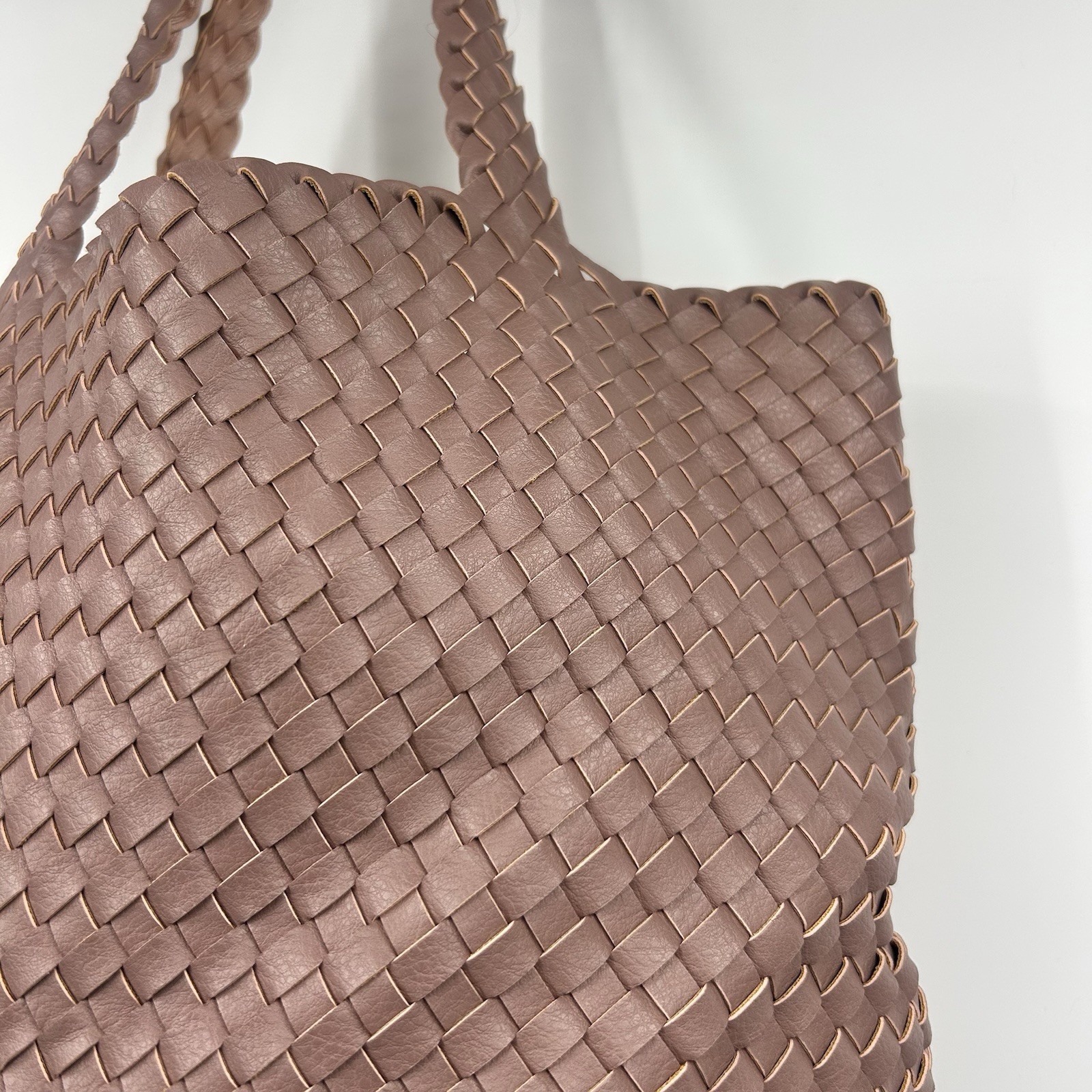 Ilse Jacobsen Hornbaek BAG08 Reversible Woven Tote Bag Mauve Rose Metallic