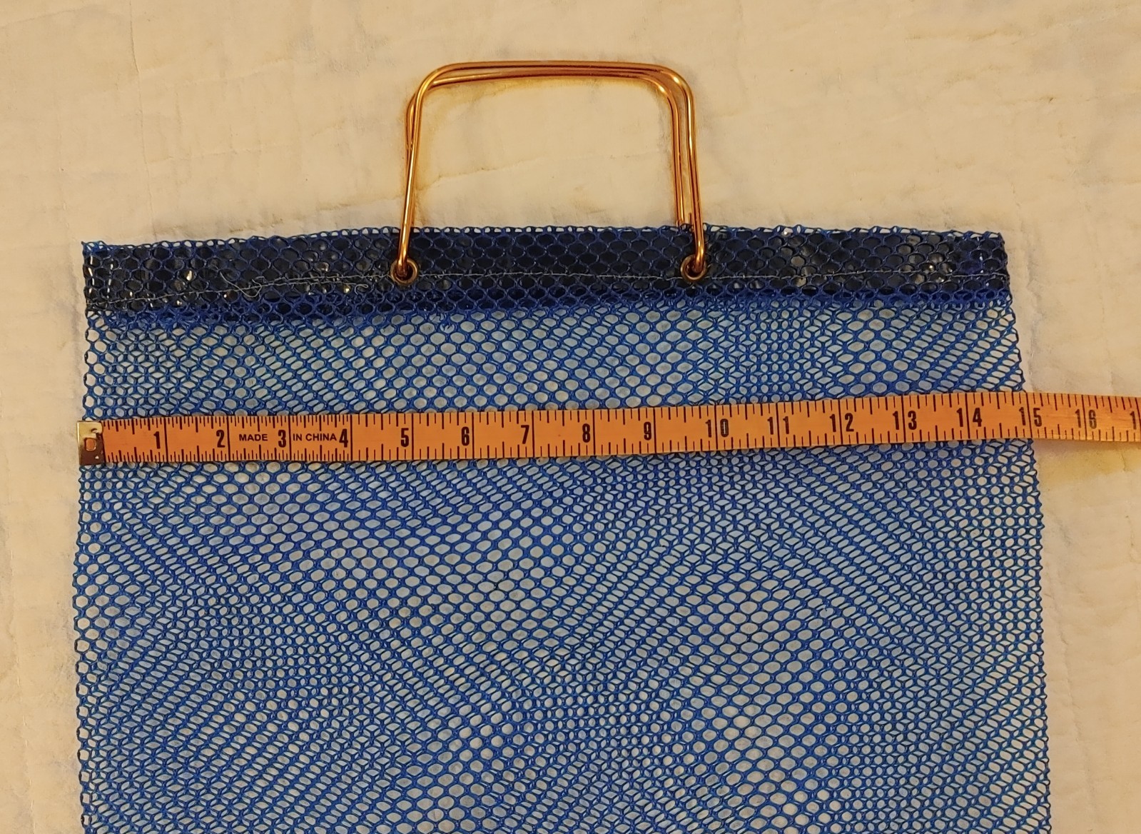 Vintage Festival USA Blue Polyethylene Mesh Shopping Tote Spain Metal Handle