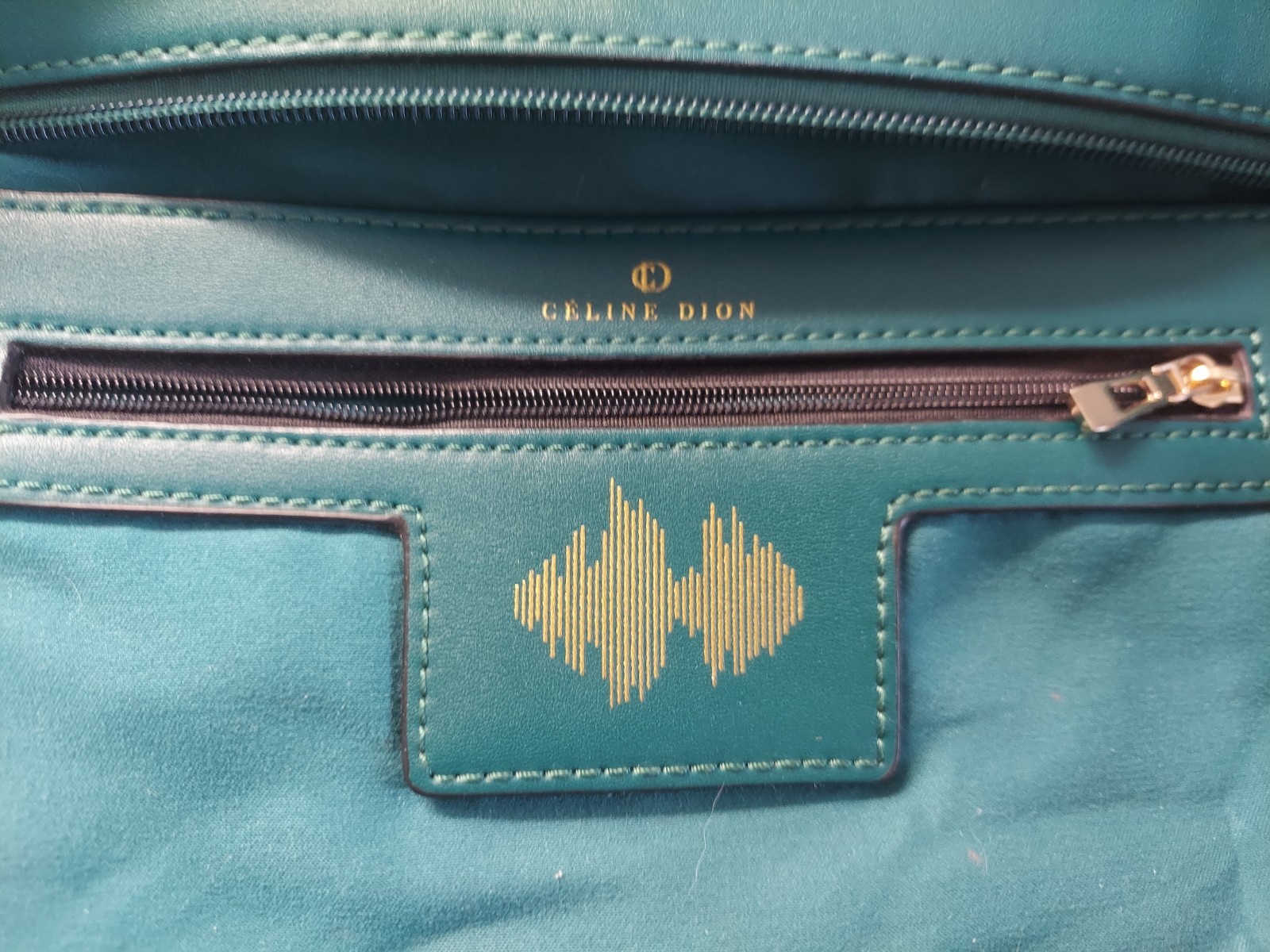 Celine Dion Teal Hobo Bag HB05258 Studded Faux Leather w/ Detachable Pouch Large