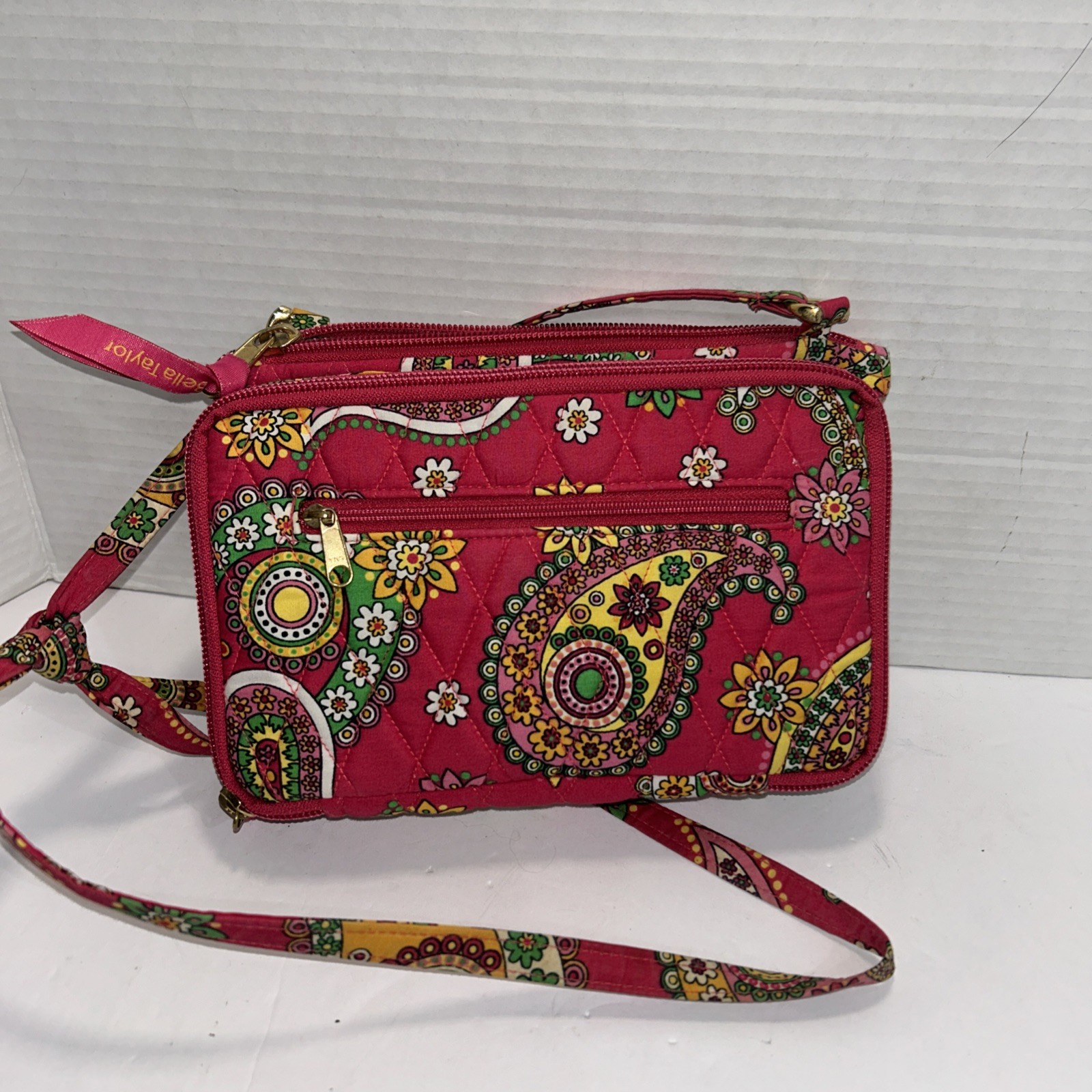 Bella Taylor Crossbody Handbag Jazzberry Rasberry Pink Paisley Quilted Bag Purse