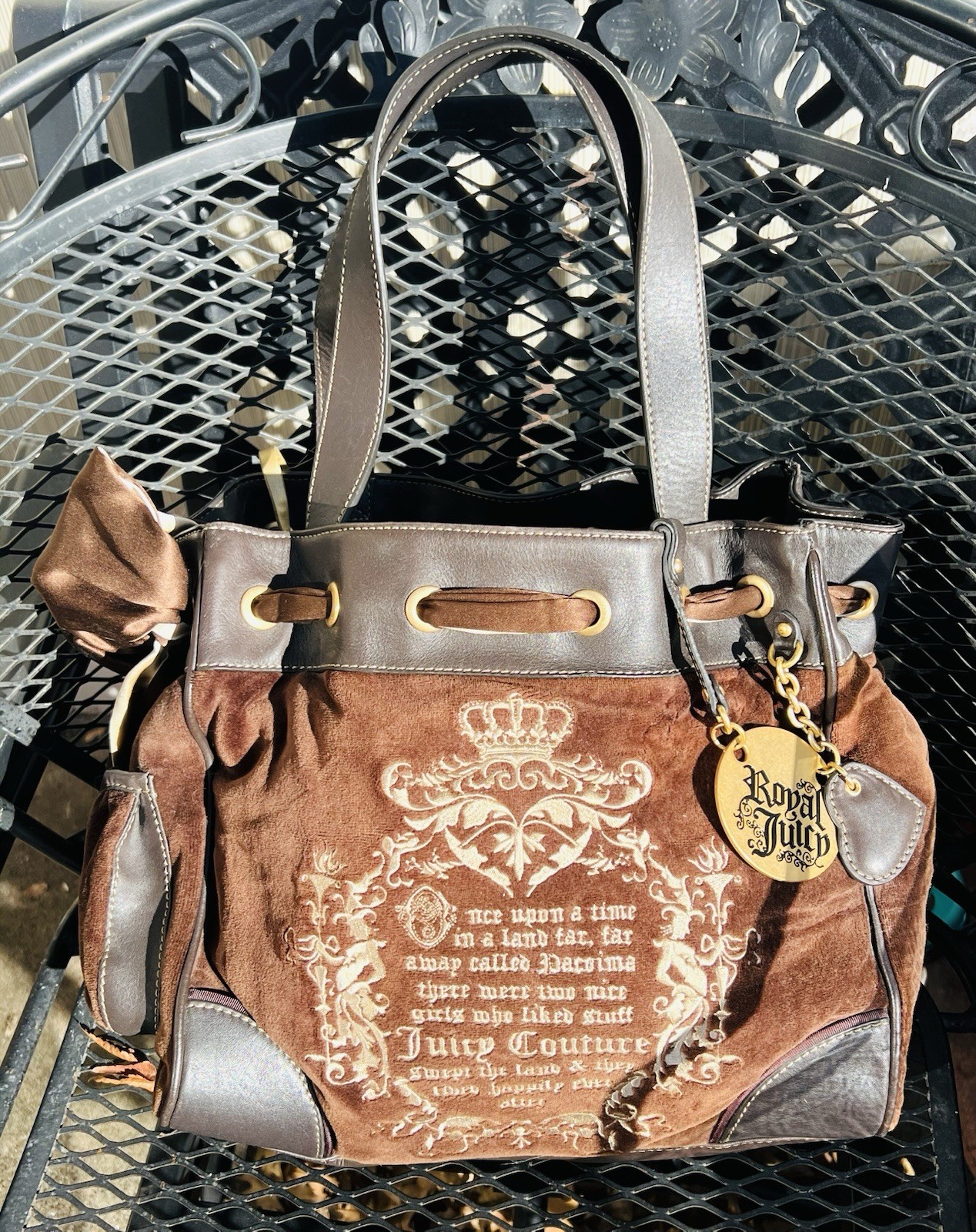 Vintage Juicy Couture Daydreamer Brown Velvet Purse/Shoulder Bag/Charms/MINT
