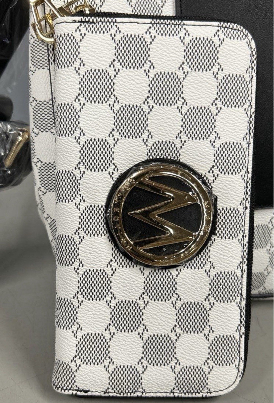 MKF Collection Circular Checkered Print Satchel Bag with Wallet by Mia K
