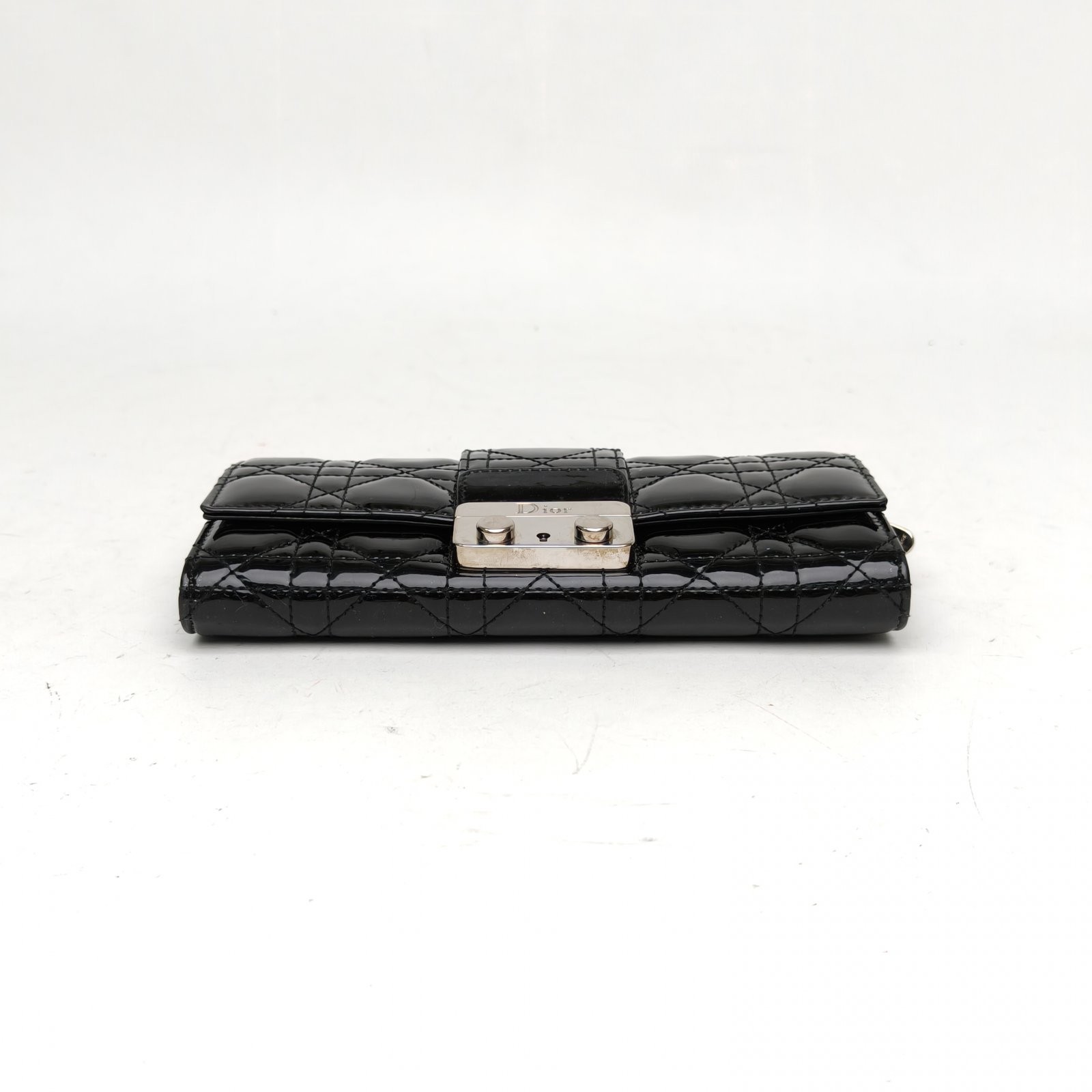 DIOR Miss Dior Short Chain Clutch Black Patent Leather Shoulder Bag