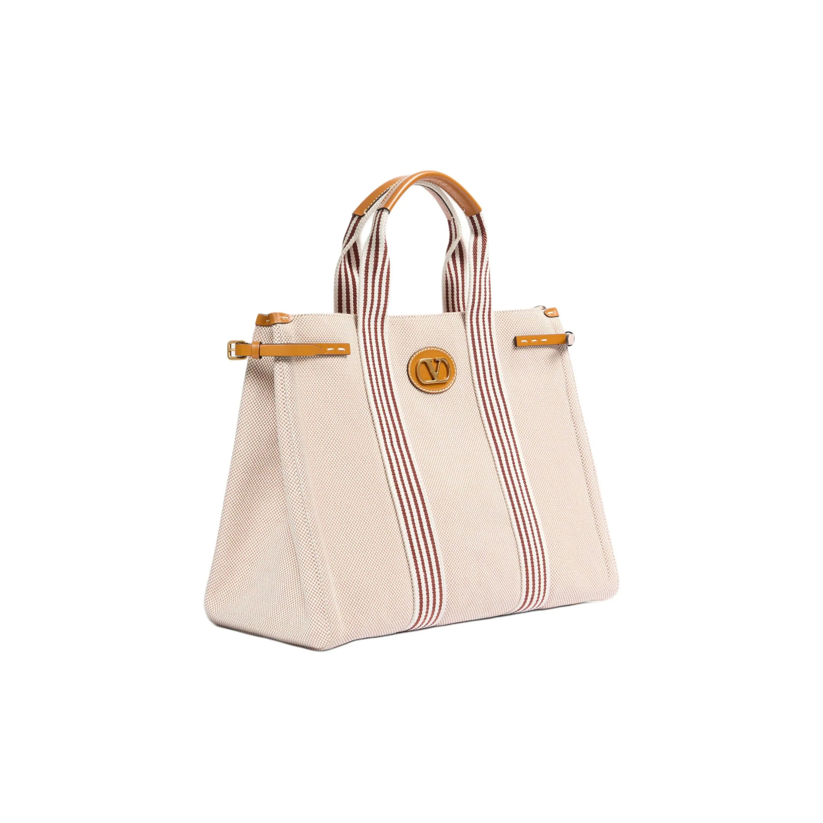 Valentino GARAVANI Gold Hardware Canvas Handbag for Women Beige 16.1*7.9*12.9 in