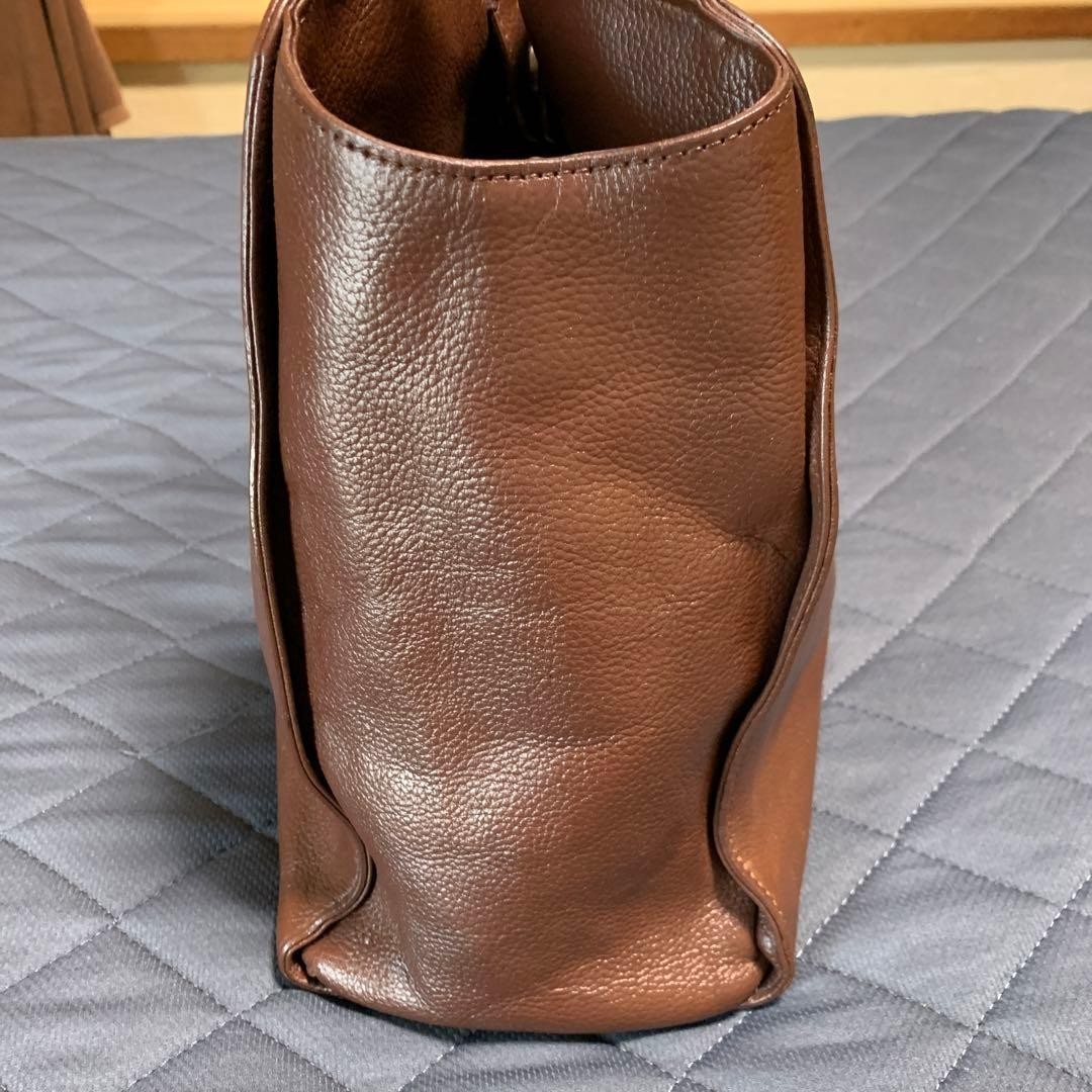 Tsuchiya Kaban Dark Brown Leather Tote Bag A4 Compatible Auth