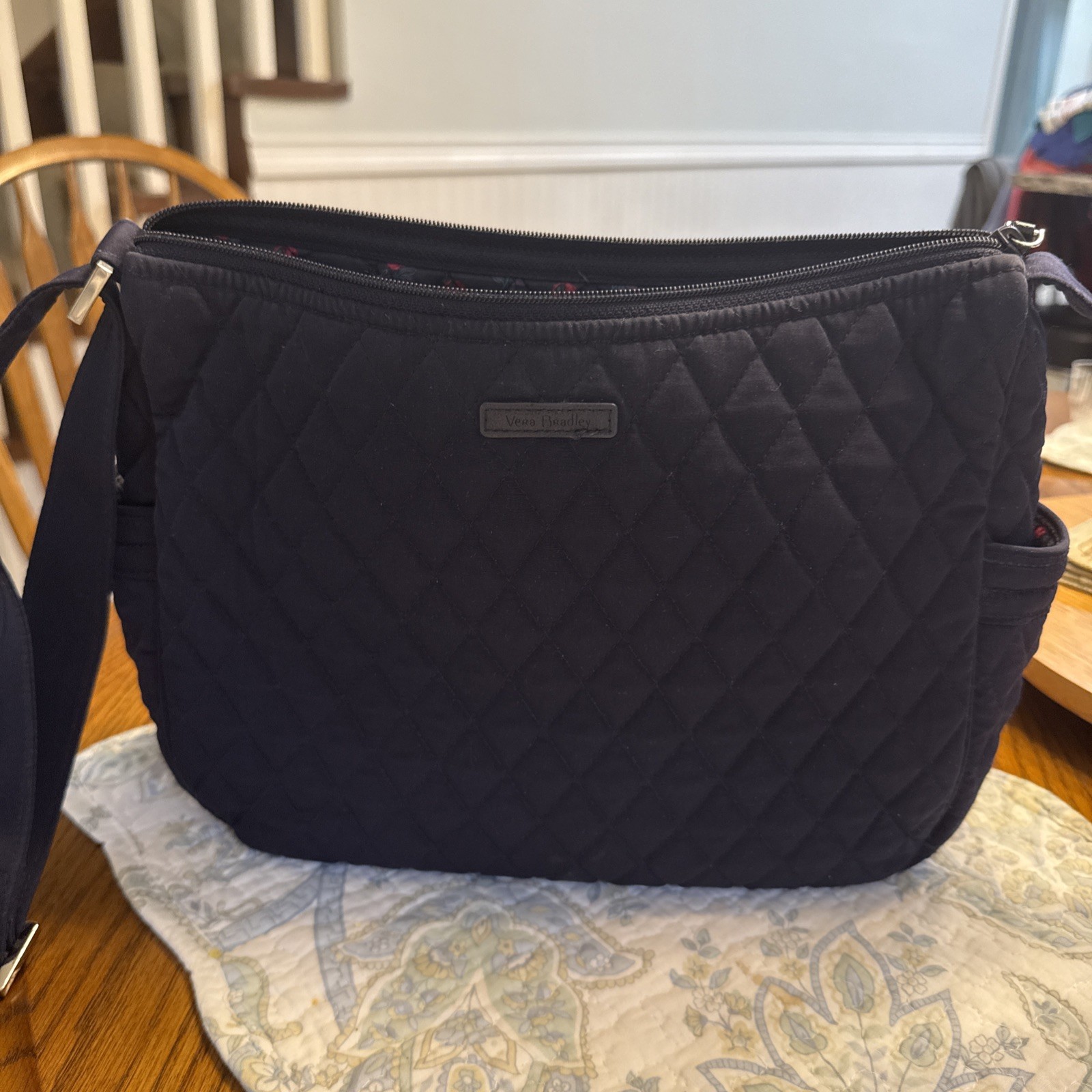 Vera Bradley Large Crossbody Purse In Classic Black Excellent Cond.