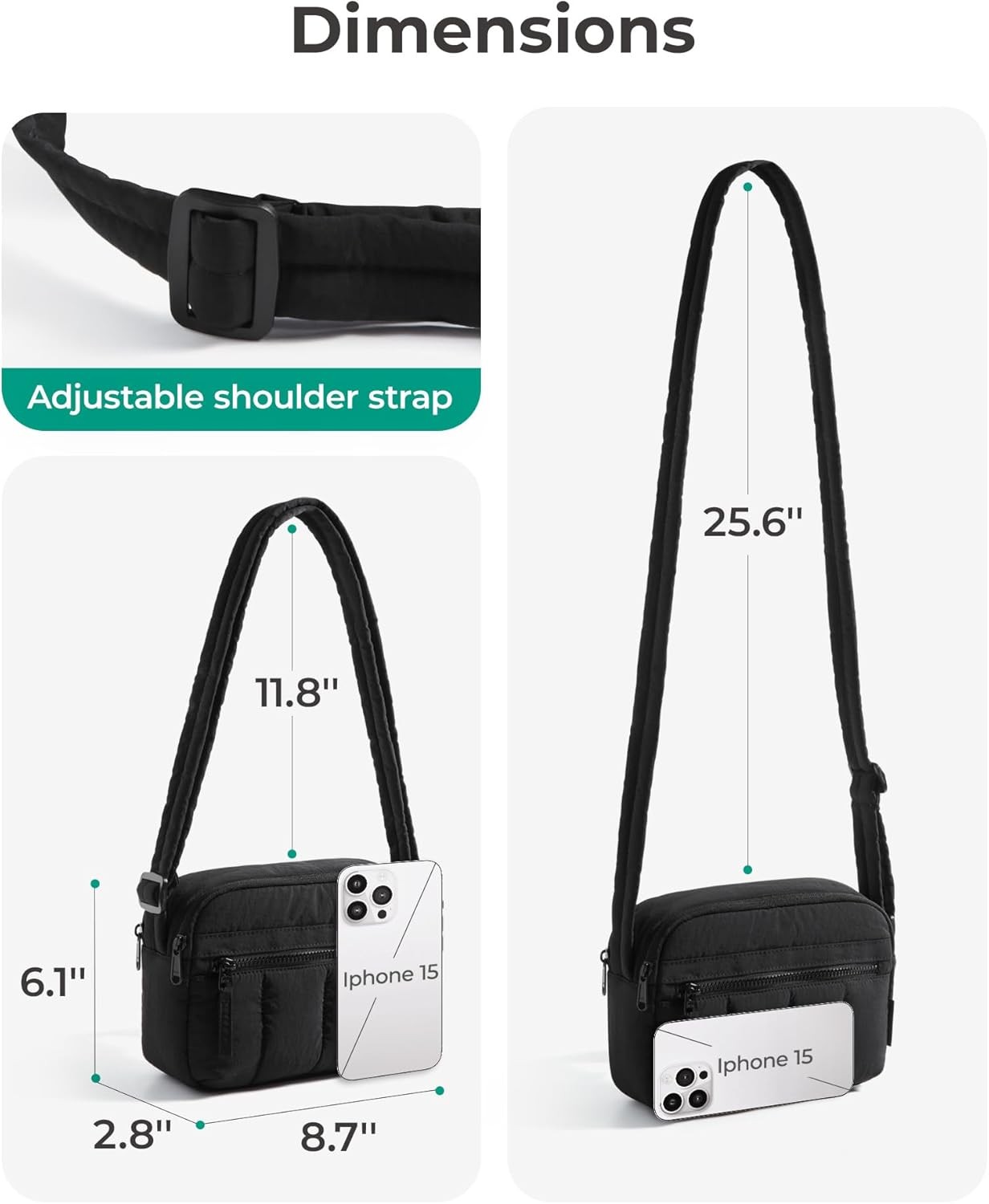Mini Crossbody Purse for Women, RFID Blocking Travel Handbag – Black