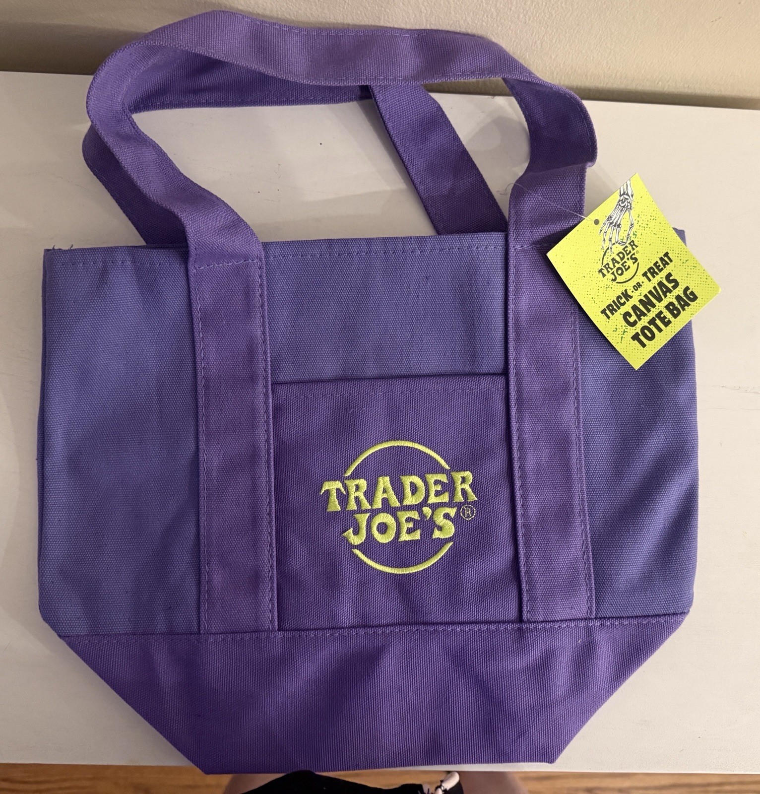 Trader Joes Mini Tote Halloween Purple & Green