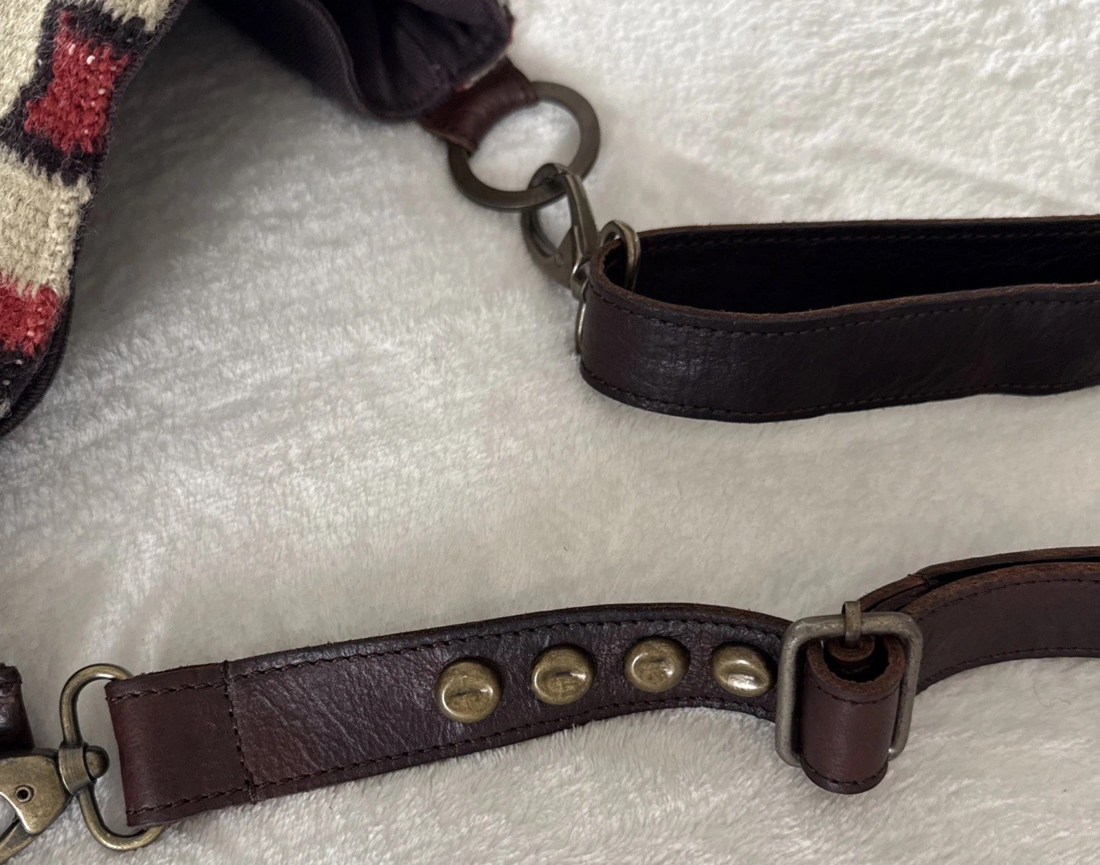 NWT Double D Ranch Western Wool Blend Aztec Brown Crossbody Purse Leather Strap