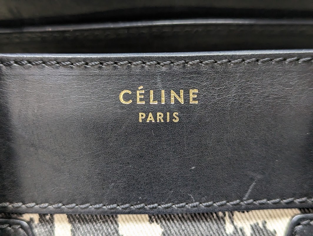 CELINE Luggage Mini Shopper Leather Tote Hand Bag Zebra Black Women’s Auth RARE