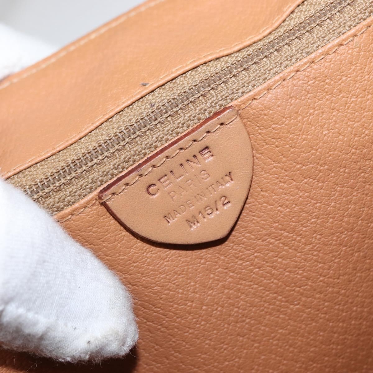 CELINE Macadam Canvas Backpack PVC Leather Brown Gold Auth bs32649