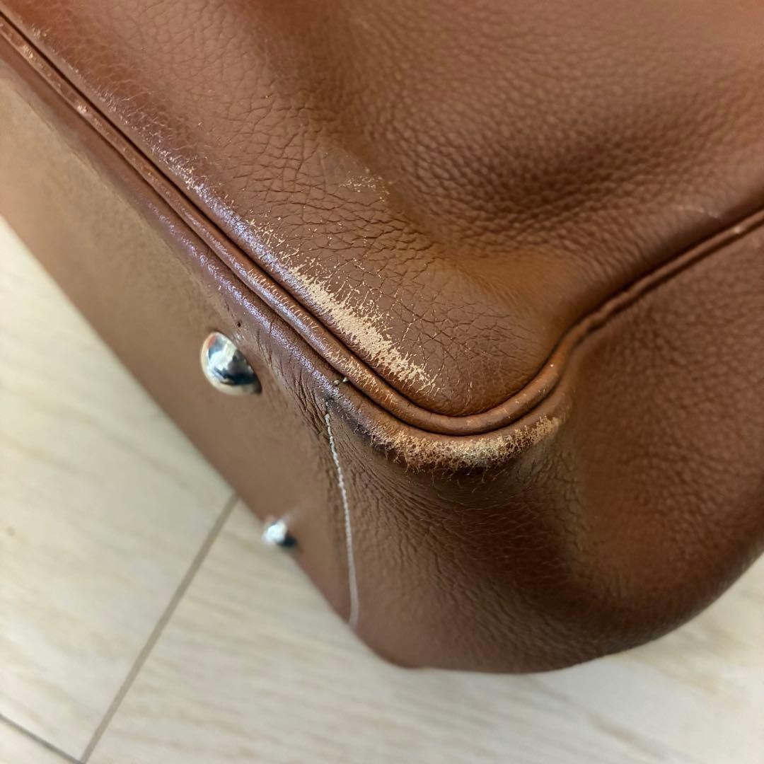 Auth HERMES Victoria Cabas 32 Tote Bag Shoulder Bag Taurillon Clemence Leather