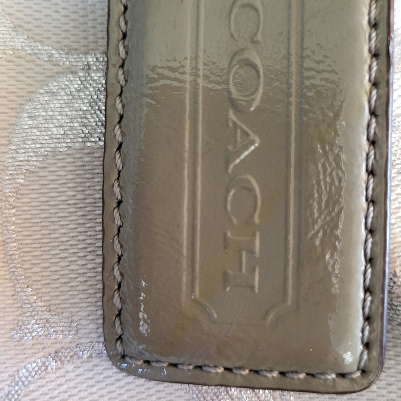 Coach White and Gray with Silver Metallic Signature C Tote Bag Shoulder F17724