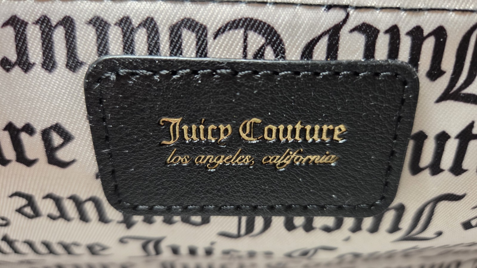 Juicy Couture Black Cherry Print Satchel Top Handle Zip Detachable Strap Charm