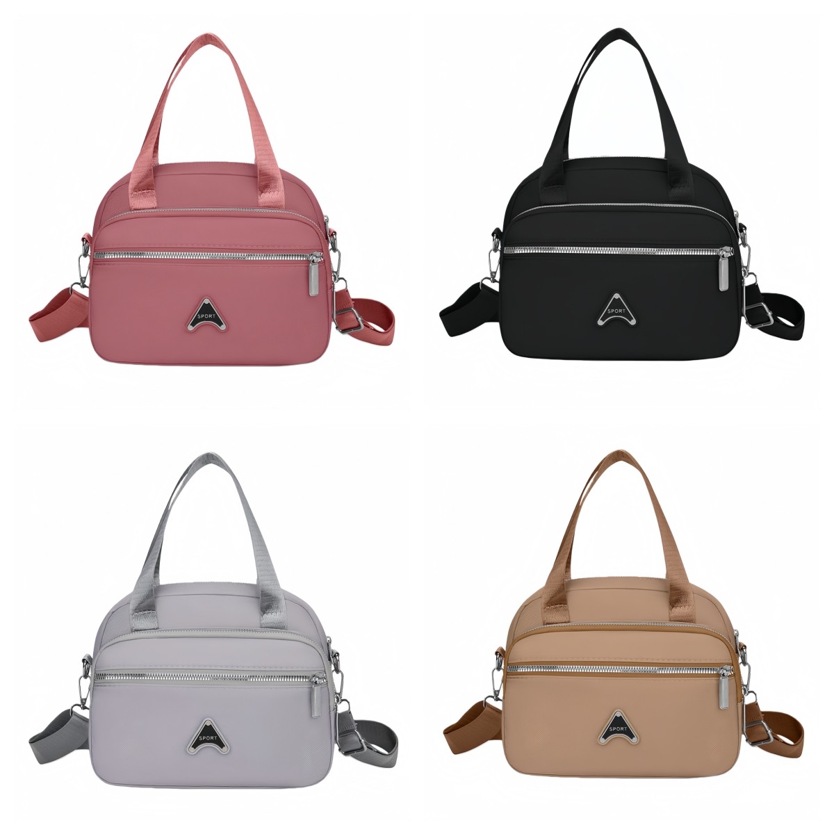 Oxford Cloth Multi Zipper Compartment Ladies’ Crossbody Bag Handbag Shoulder Bag
