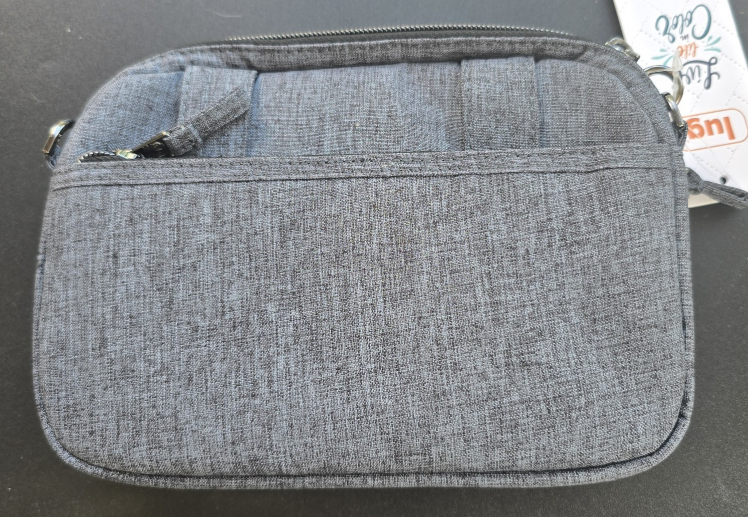 Lug Super Coupe2 Heather Grey 3 Zip Pockets Quilted Crossbody Bag with Strap NEW