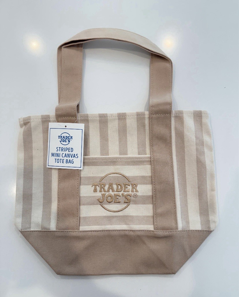 Trader Joe’s Striped MiniCanvas Tote Bag Brown-BrandNew Limited Collection ’26