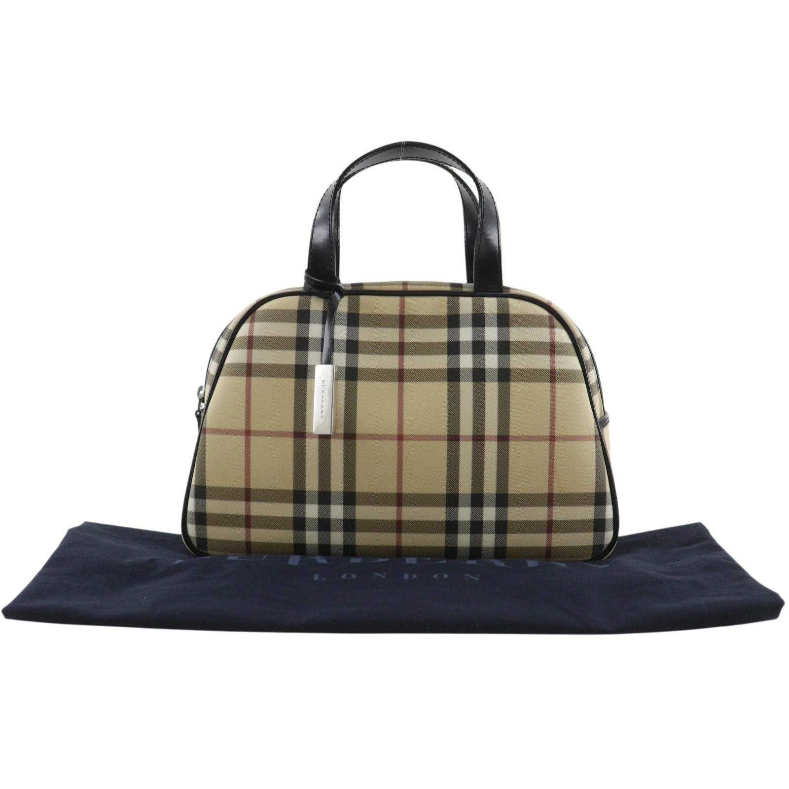 BURBERRY Nova Check Handbag PVC Beige Women’s #NB2554