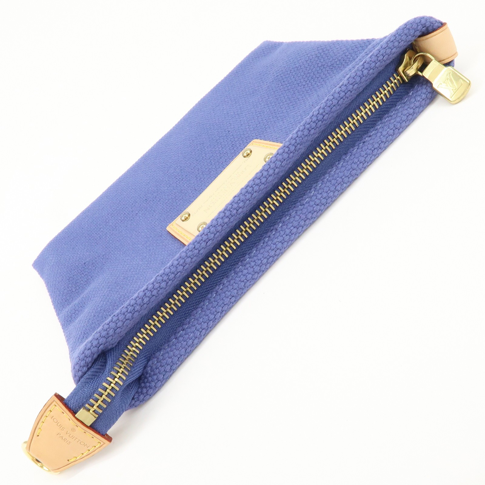 Louis Vuitton Antigua Canvas Nume Leather Pochette Plate PM M40067 Auth Used
