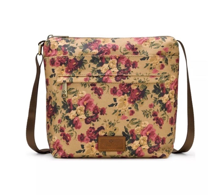 Patricia Nash Carmini Sling Crossbody Bag Coated Cotton Antique Rose Floral