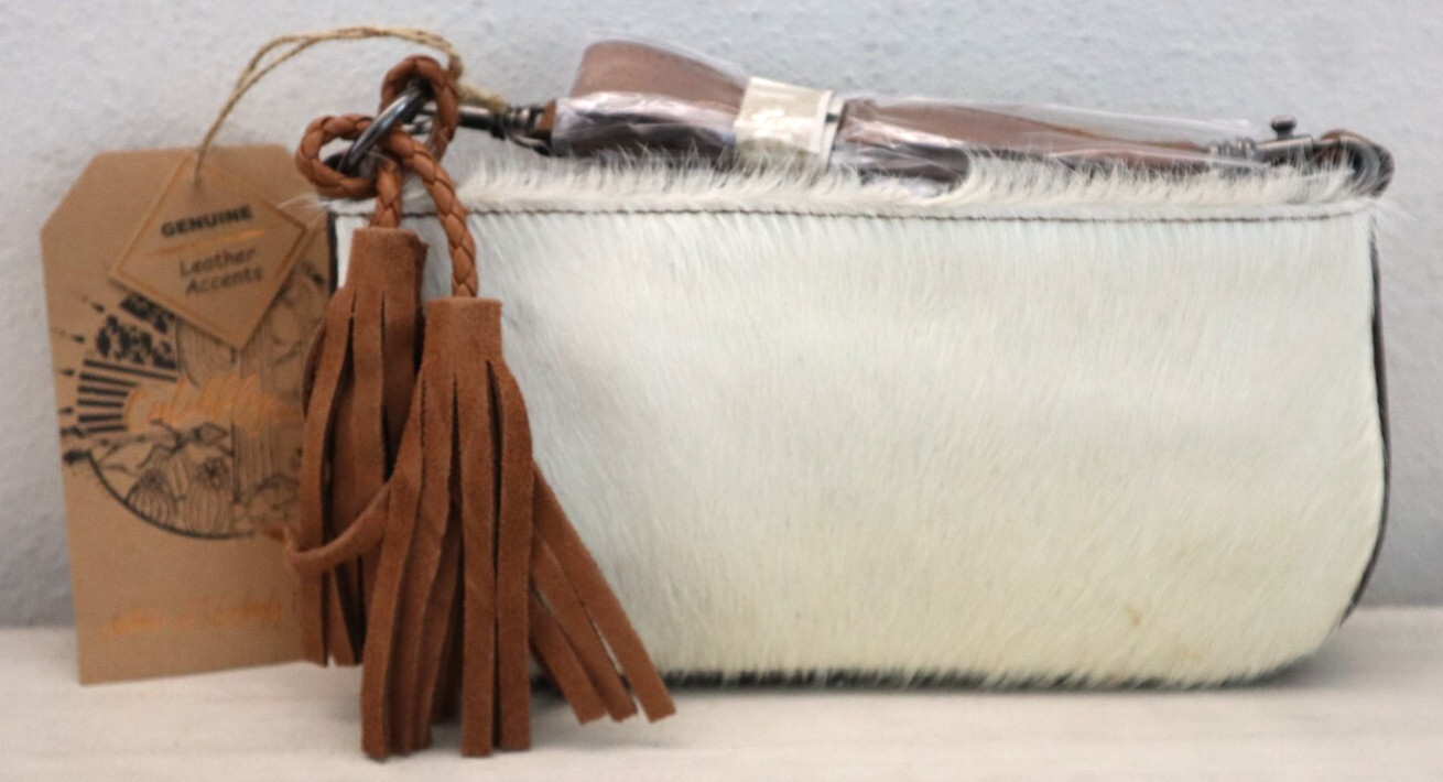 Catchfly Women’s White Hair-On Convertible Tassel Leather Crossbody/Shoulder Bag