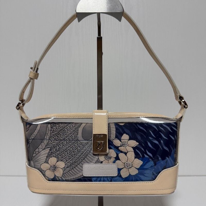 SALVATORE FERRAGAMO Handbag Patent leather Floral Vintage Auth From Japan