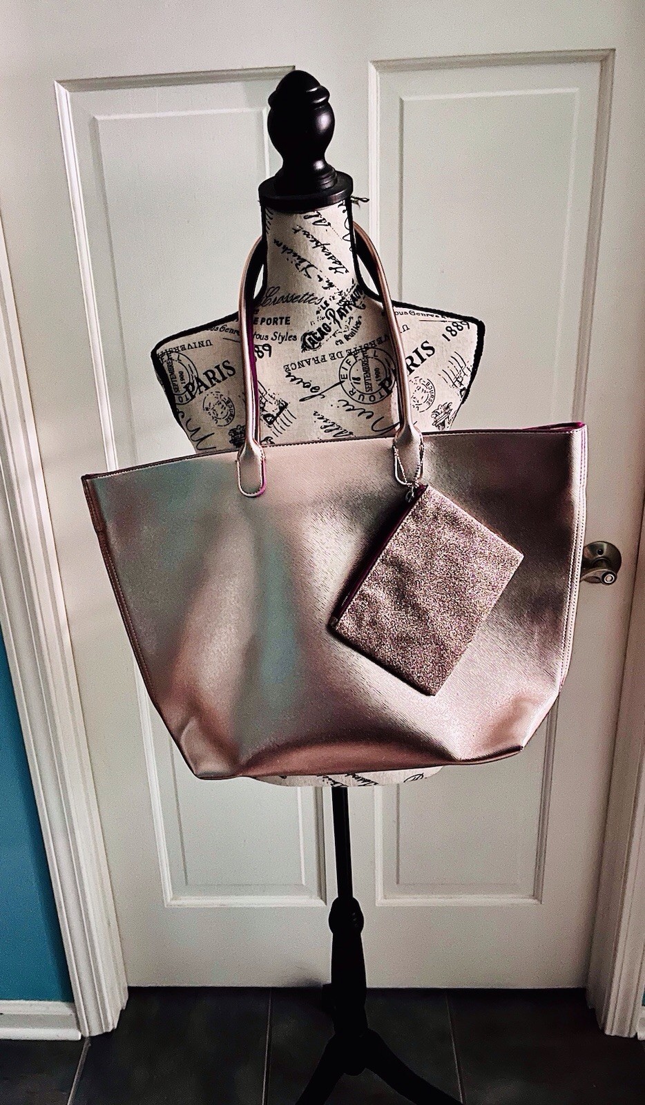 BATH BODY WORKS Faux Leather Rose Gold LIMITED EDITION BAG TOTE PURSE + Mini Set