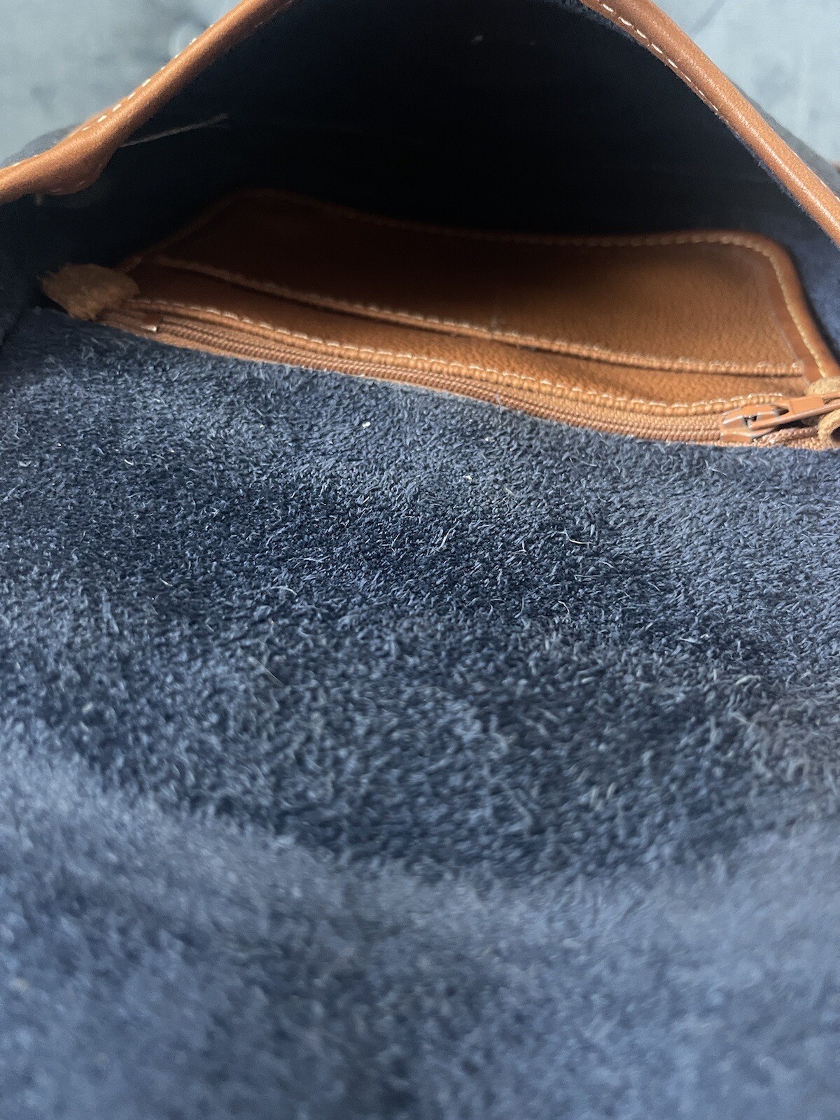 DOONEY & BOURKE Over Under Marble Bag Navy Blue British Tan All Weather Leather