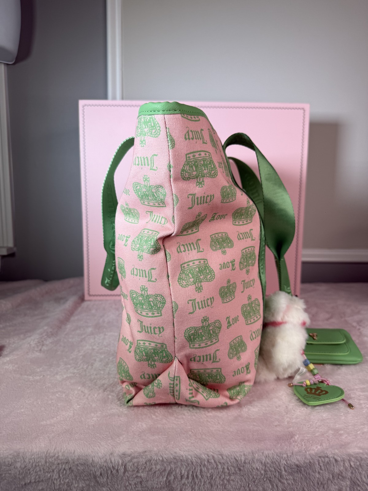 Juicy Couture pink crown print tote bag