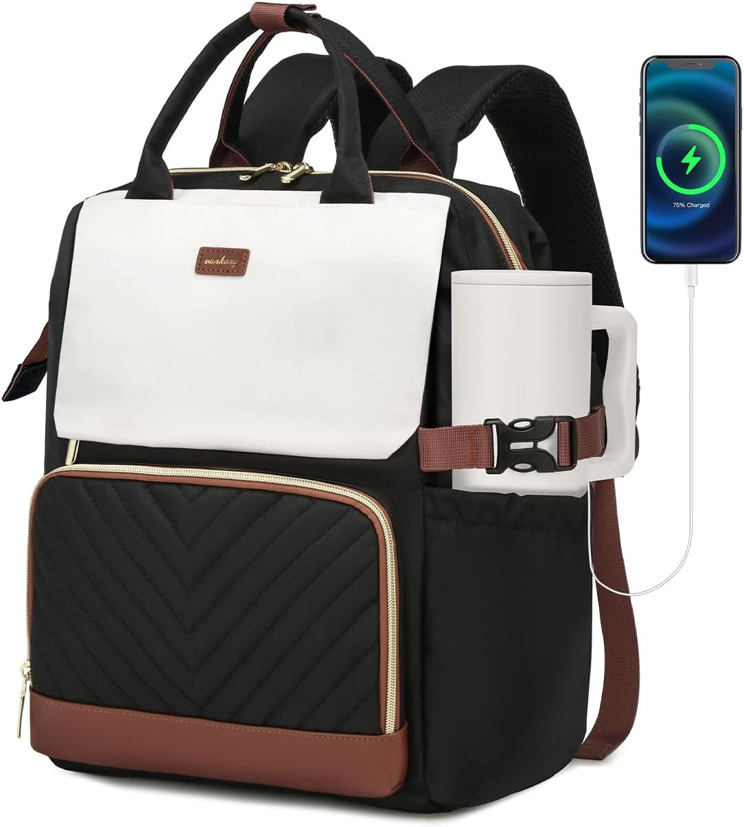 Women Laptop Backpack 15.6 Inch Work Travel School Bag with USB Charger