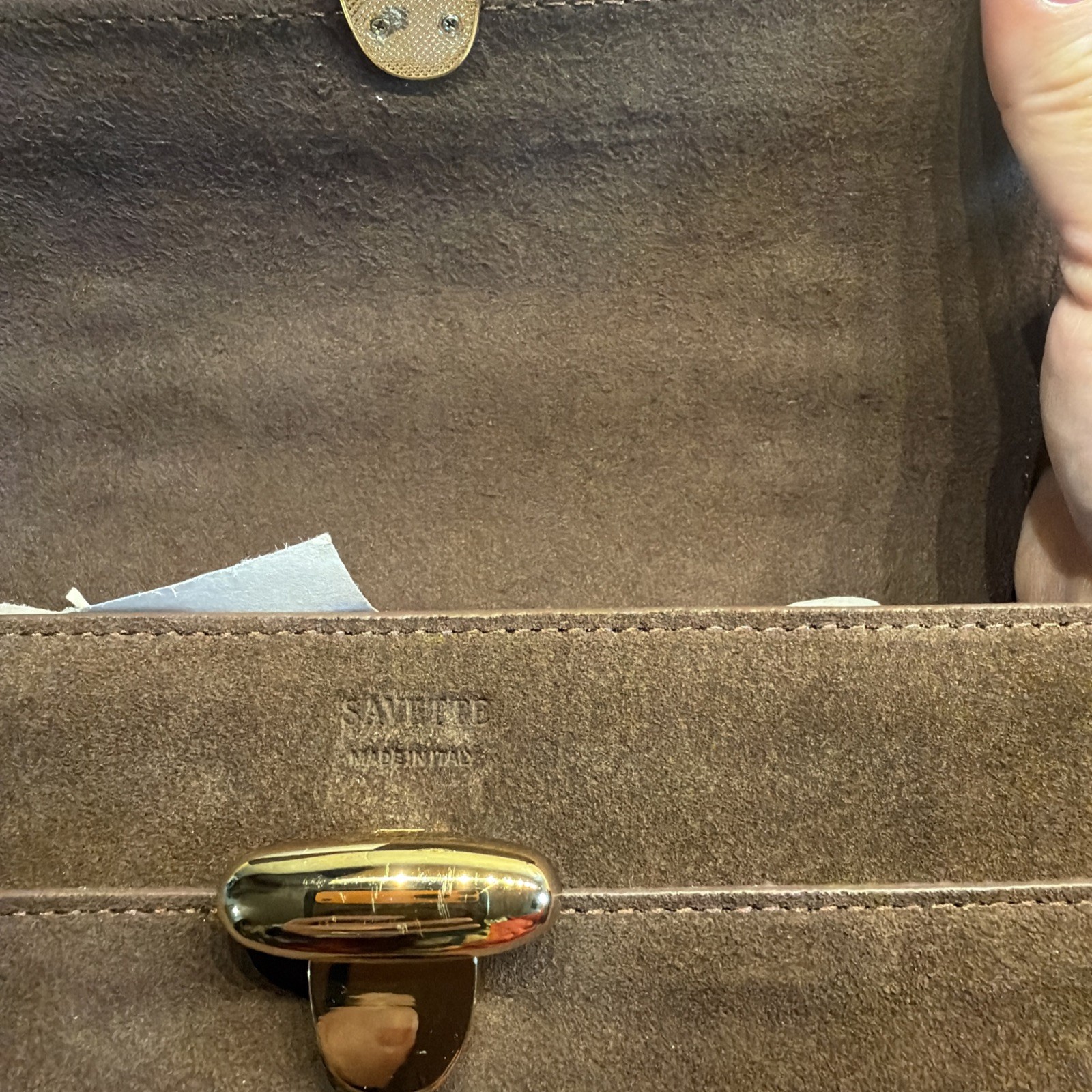 SAVETTE Symmetry Pouchette Suede Espresso Brown